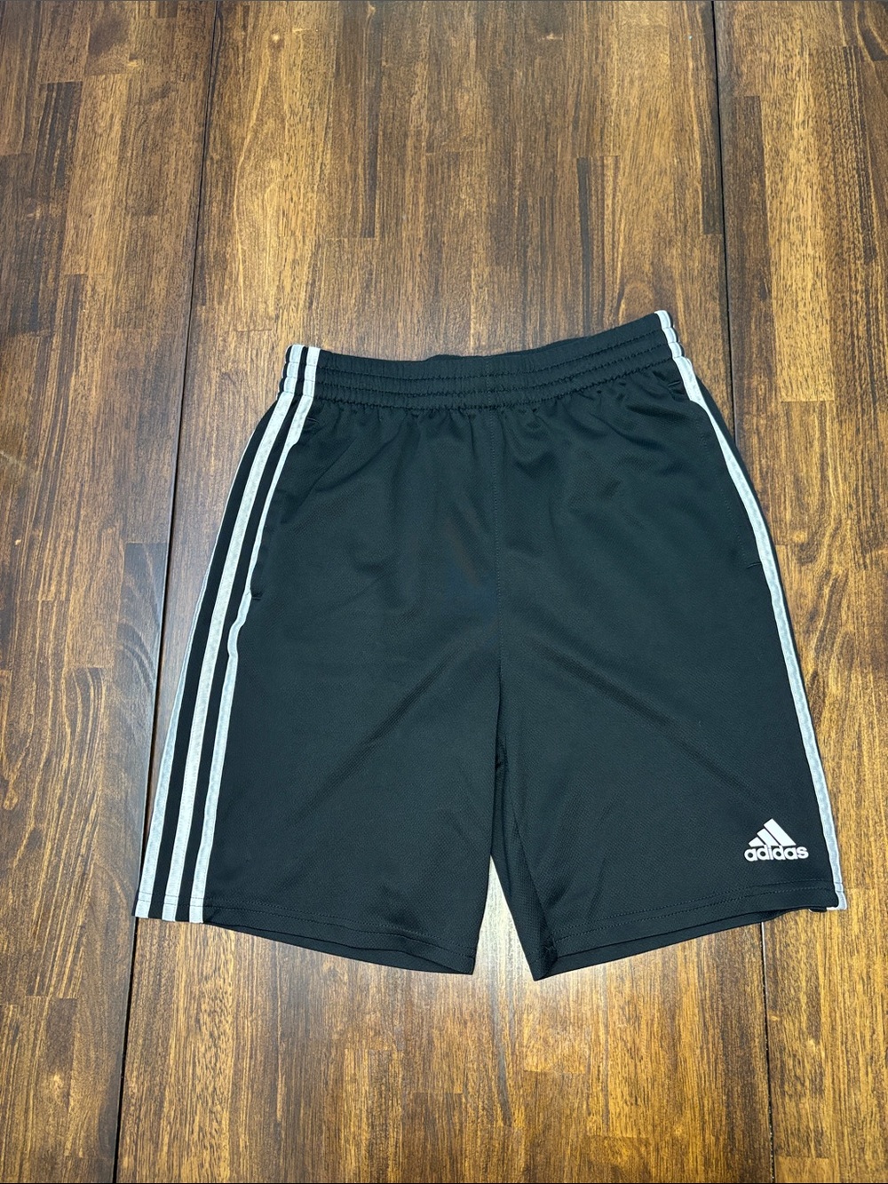 adidas Black Athletic Shorts with White 3-Stripes
